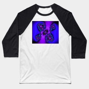 Blue Black and Purple Fractal Baseball T-Shirt